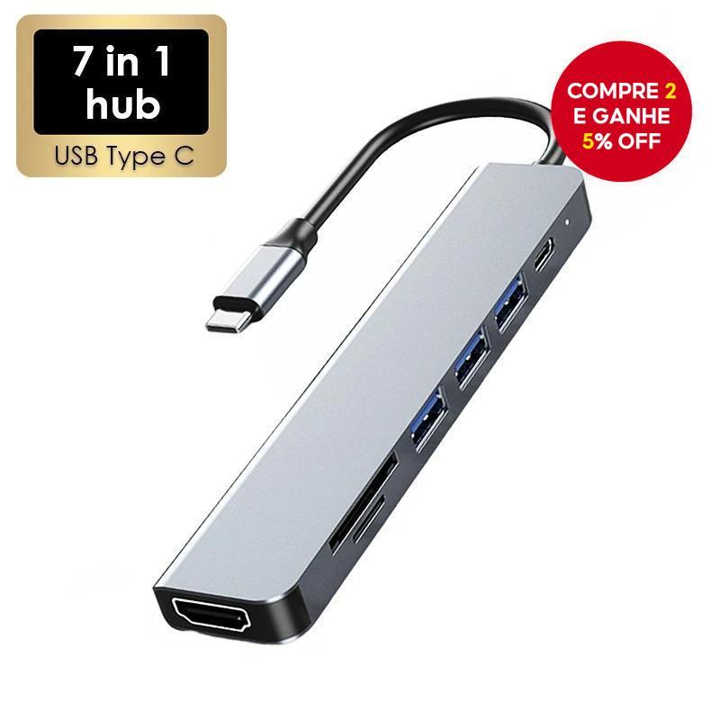 Estação De Acoplamento 7 Em 1 Type C HDMI PD USB SD TF Adaptador De Hub De Cartão Para MacBook