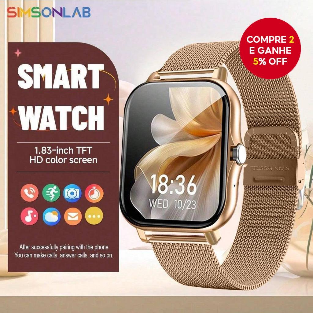 Smart Watch 2025 Tela de Exibição Relógio Bluetooth Rastreador de Fitness Presente para Homens e Mulheres Para