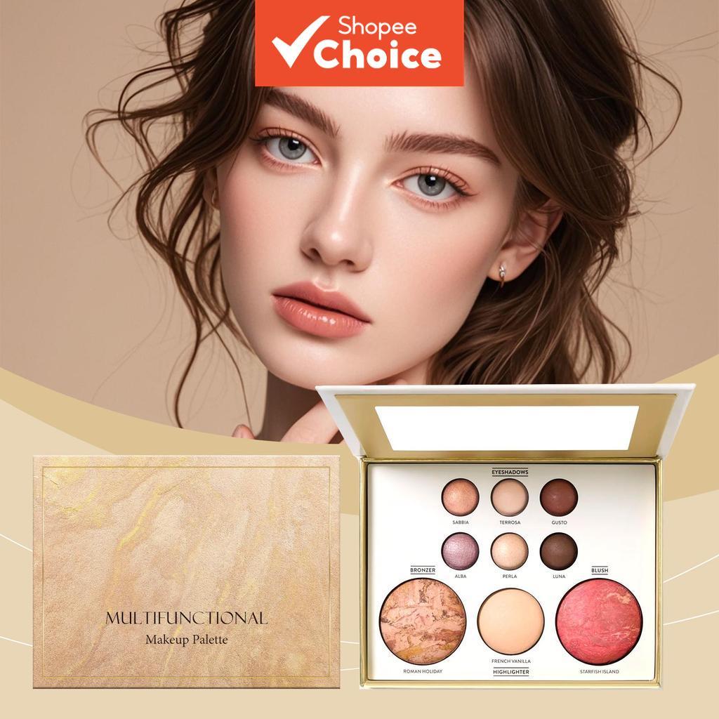 Paleta Multifuncional AMZ-Coleção Dourada Com Sombra , Contorno , Blush , Iluminador E , Pigmento De Longa Duração Para