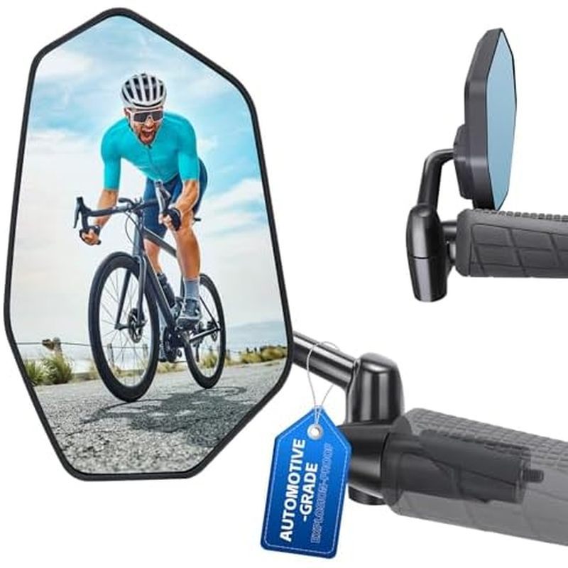 Espelho retrovisor de bicicleta com extremidade do guiador, HD 360°Espelho lateral giratório para bicicleta em liga de a