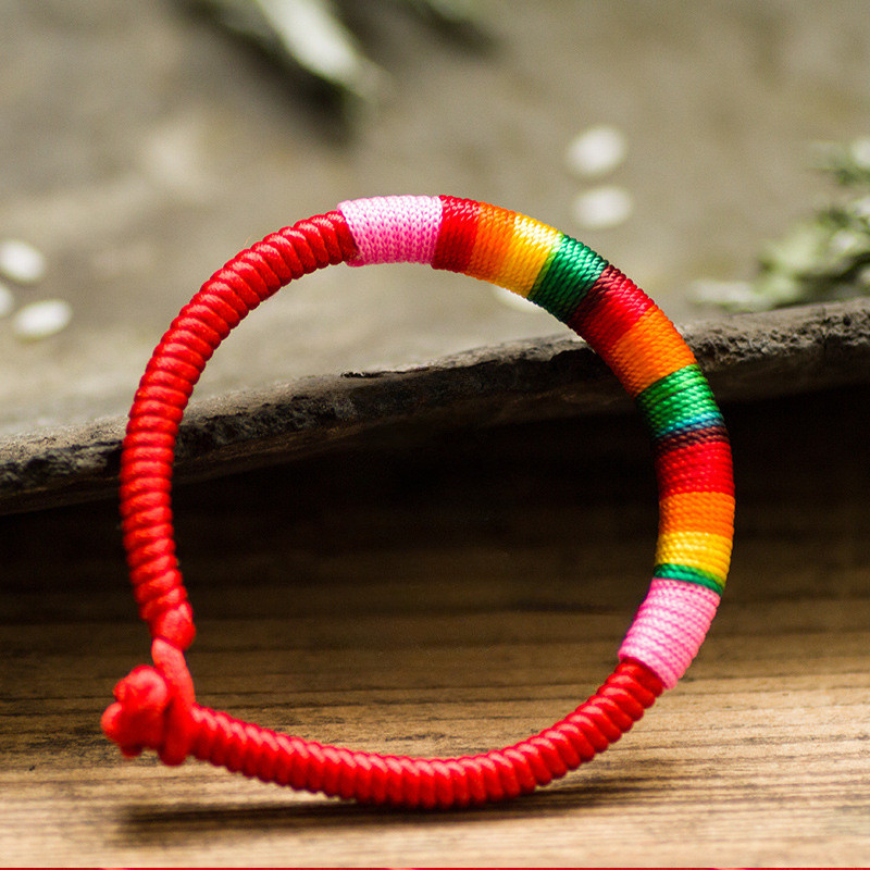 Pulseira de corda colorida tecida à mão diária Casual All-match masculino feminino estilo casais Benming ano sorte corda