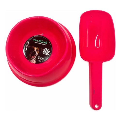 Kit Comedouro Cachorro Pequeno 350ml Com Pá Para Ração N/a Rosa-chiclete