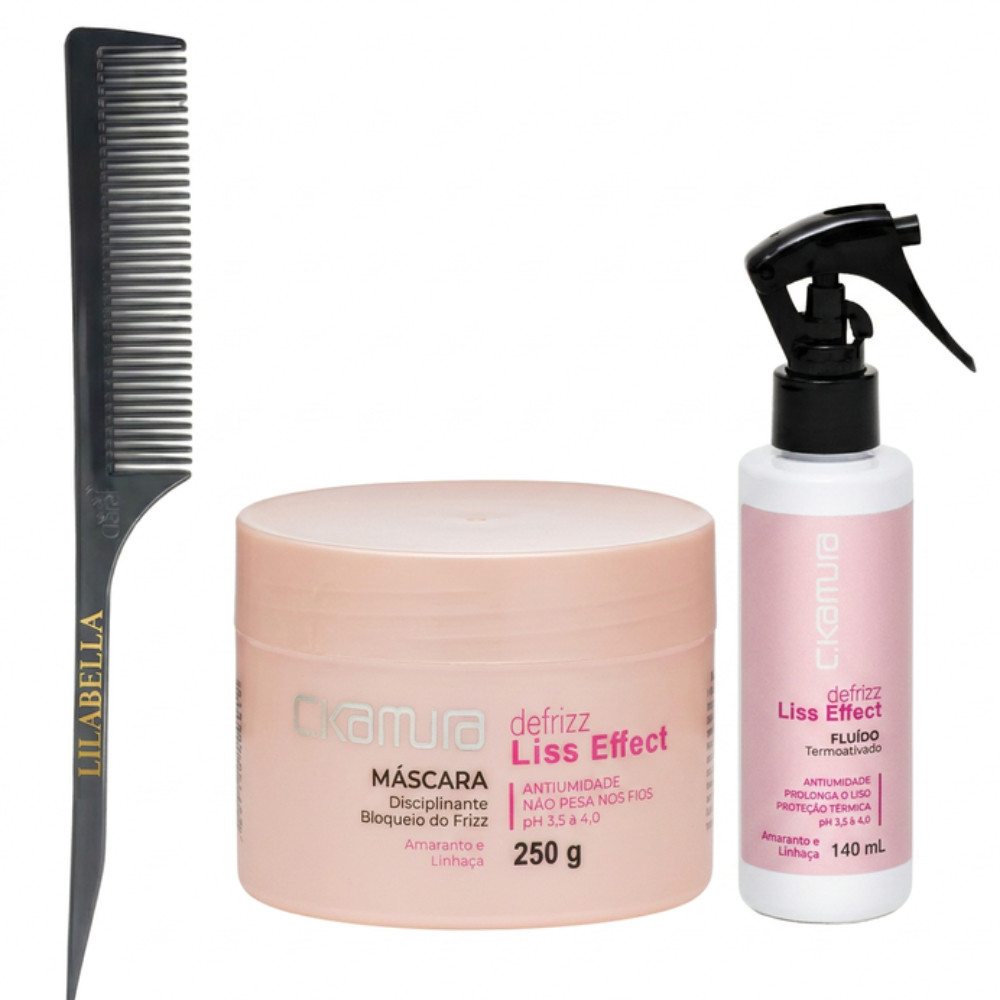 Kit C.Kamura Cabelo Liso Espelhado Defrizz + Pente Lilabella