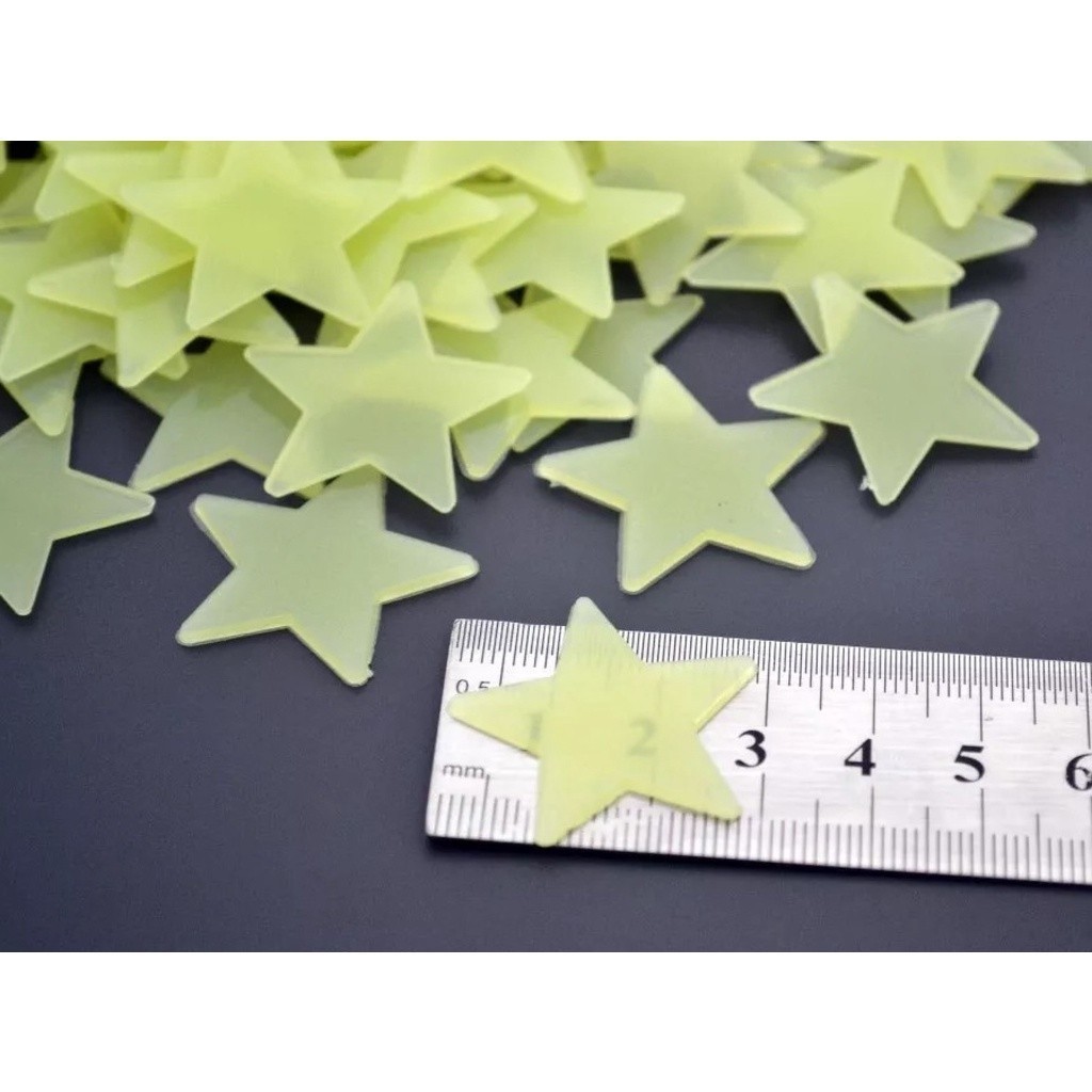 Detalhes do Kit 50 Estrelas Luminosas Fluorescentes Brilha No Escuro Decorativo Teto E Parede