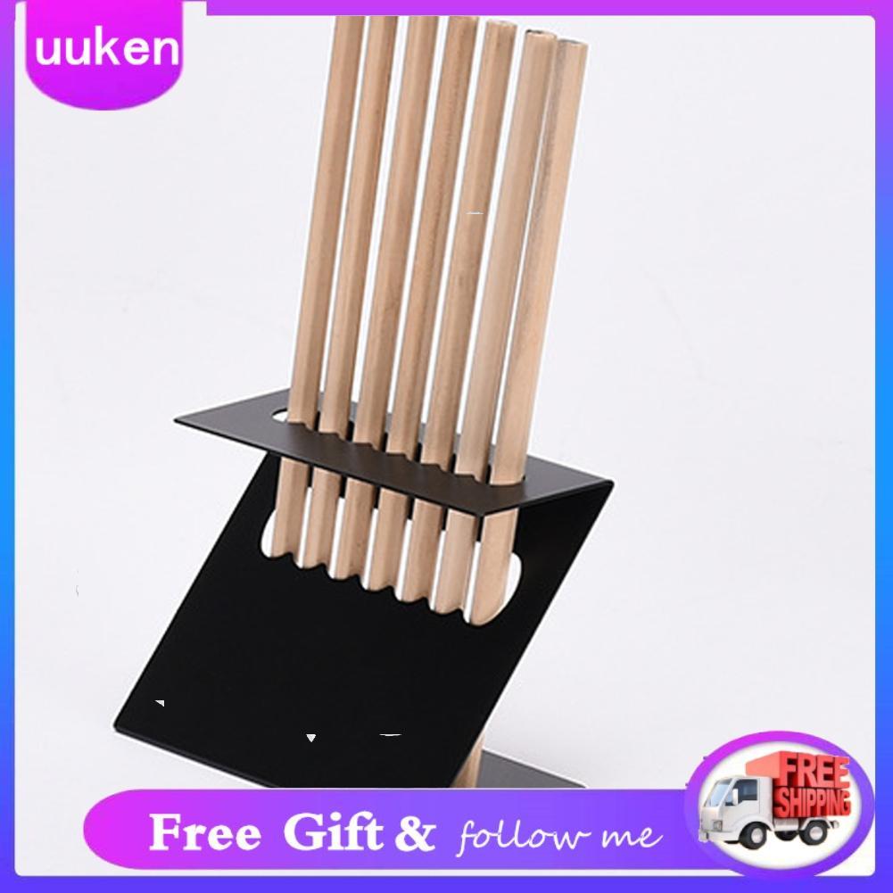 Uukendh GLOGLOW 7 Slot Pen Stand Display em forma de Z Suporte de rack de metal Maquiagem Escova Organizador para shows
