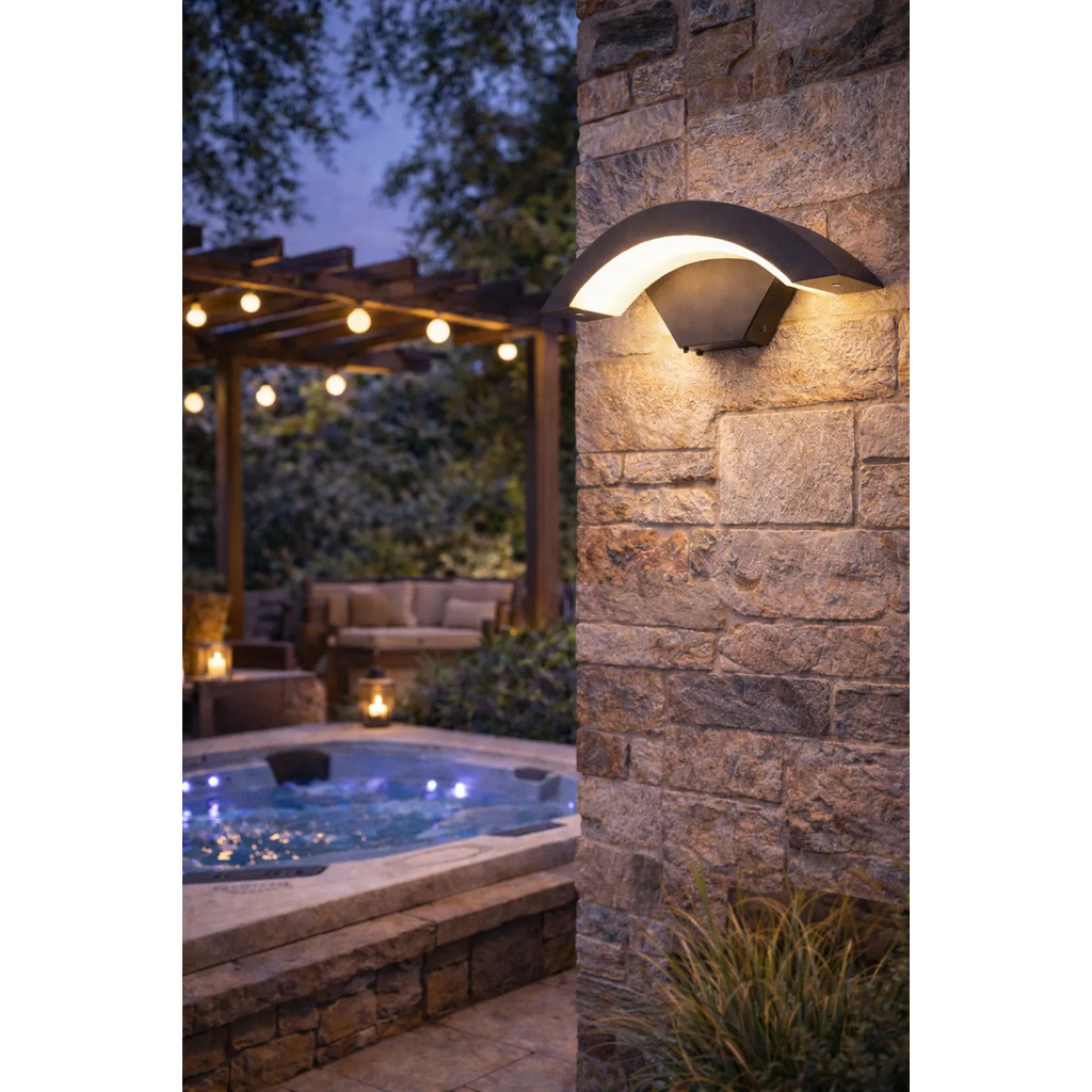 Luminária Arandela Led Externa Preta Moderna Parede Bivolt Bivolt Preto