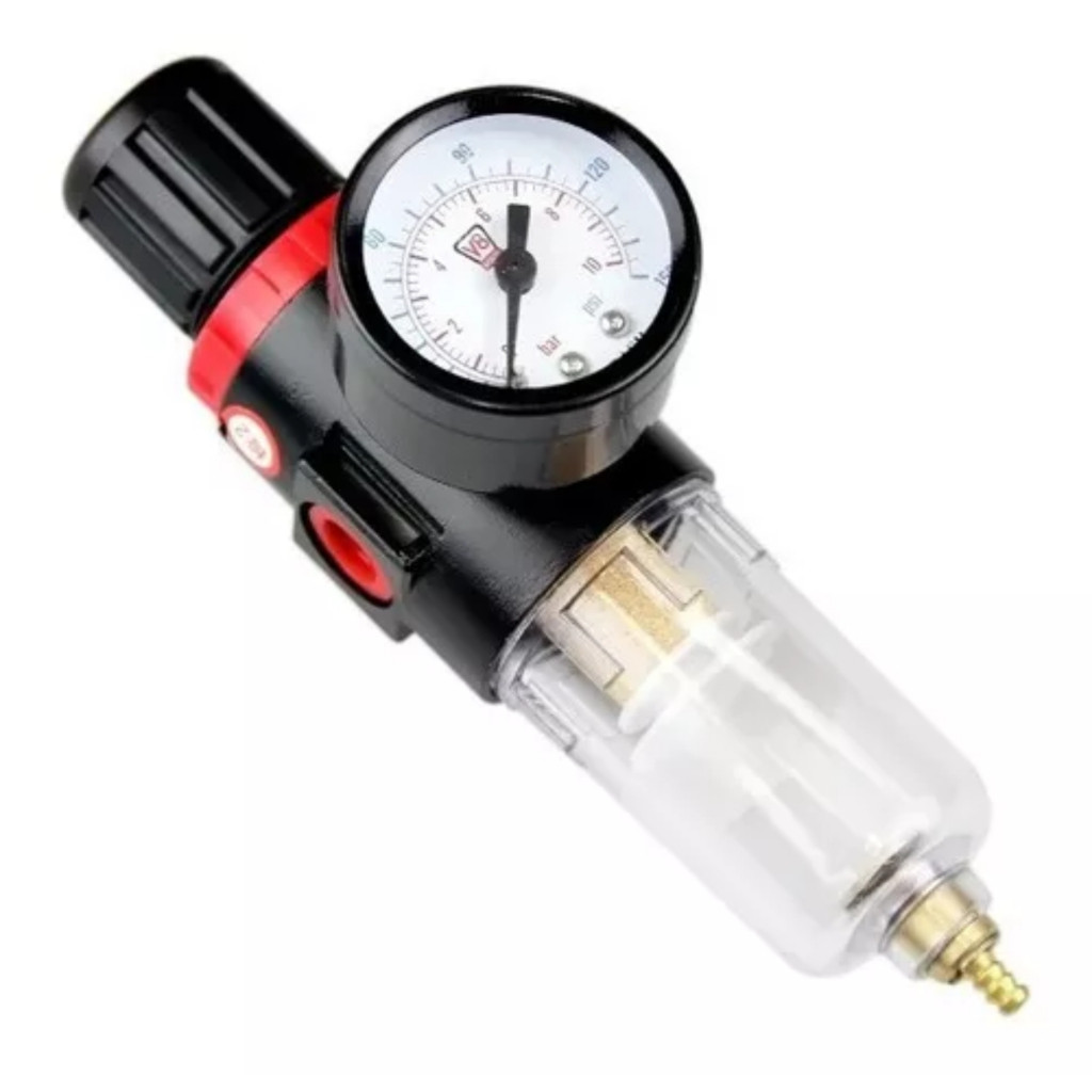 Filtro Regulador Ar Compressor 1/4 Com Manômetro E Suporte Pintura AFR2000