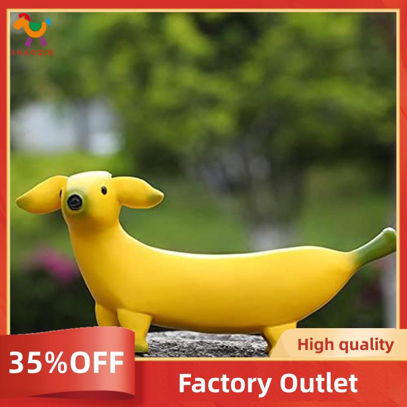 Bonito Banana Cão Jardim Estátuas Estatuetas Ornamentos Resina Gnomos Engraçado Para Casa