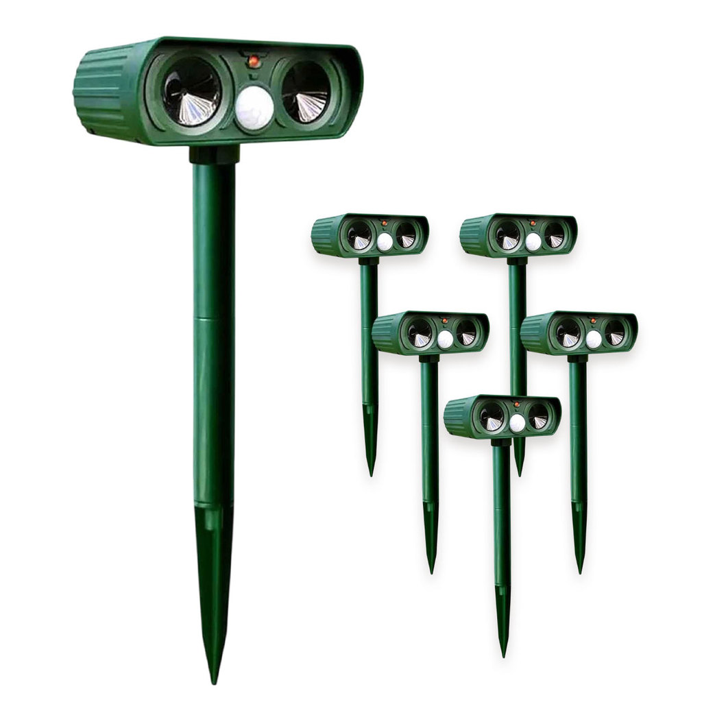 Repelente Solar Kit 5 Uni Afasta Bichos Ultrassonico Repele Pombos Ratos Gamba Roedor Cobras Protege Casa Jardim Quintal
