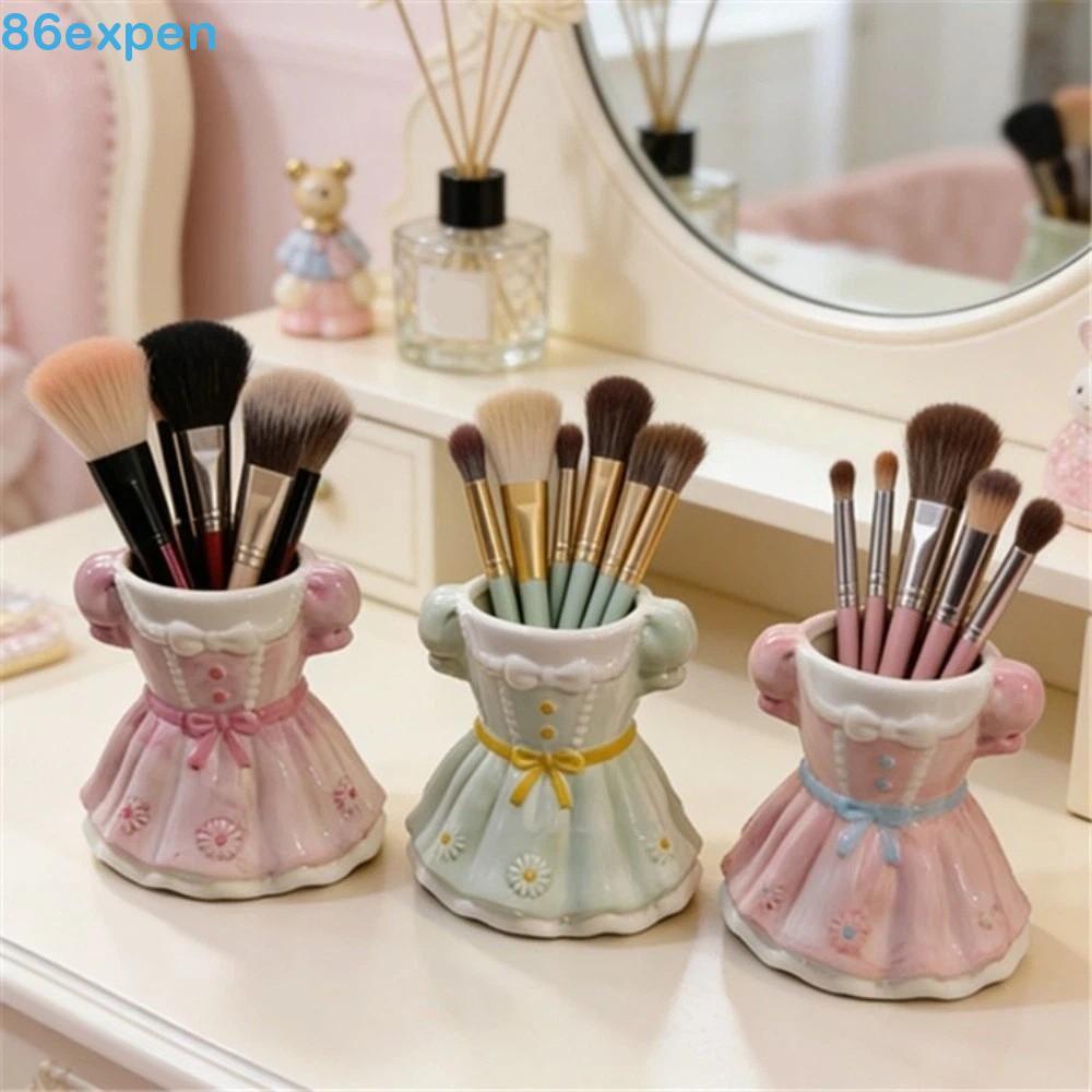 EXPEN1 Suporte Para Pincel De Maquiagem , Organizador De Caneta Com Laço Doce , Caixa De Armazenamento De Vestido De Pri