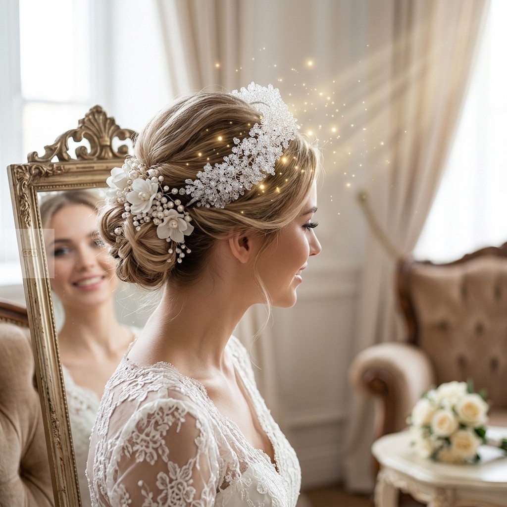 Tiara De Noiva De Cristal De Aba Larga Para Acessório De Vestido Com Base De Liga