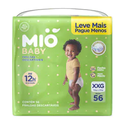 Fralda Mió Baby Tamanho XXG Hiper 56 Unidades Descartáveis