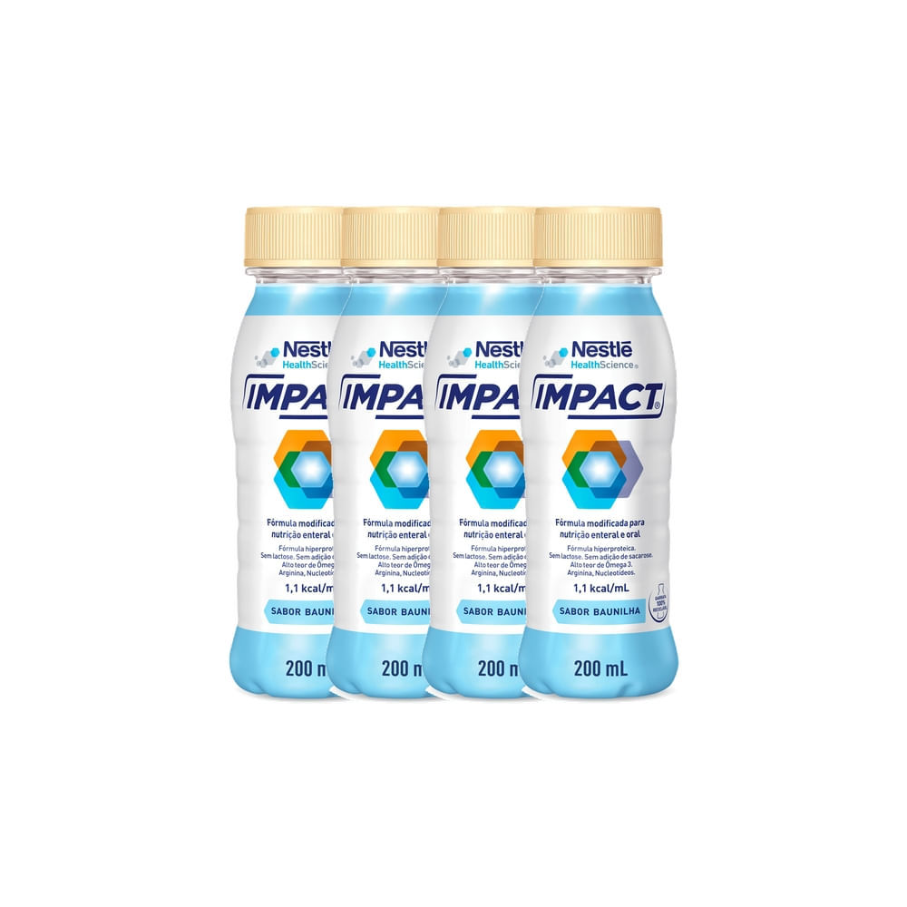 Kit 4 Impact Nutrição Enteral e Oral Baunilha 200ml