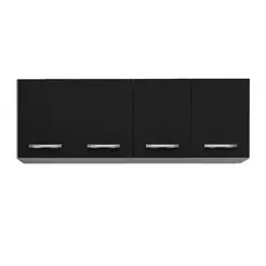 Armário Aéreo de Cozinha Panamá 04 Portas 160cm Branco/Preto - Lumil Móveis