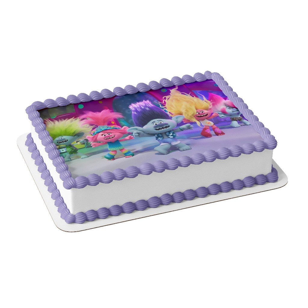 Papel arroz comestível para bolo festa tema Trolls