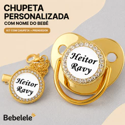 Chupeta para bebê menino, personalizada com nome e foto, indicada para P (0-6 meses)