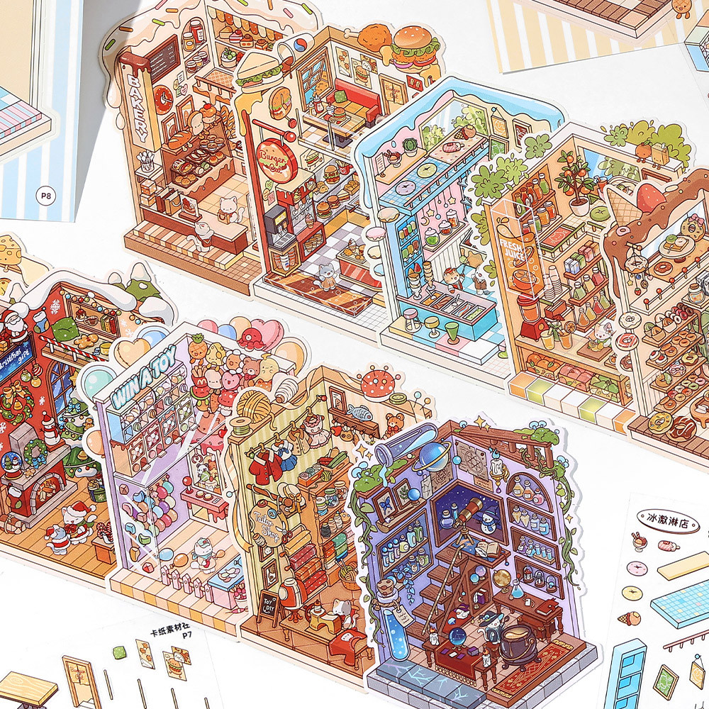 Infeel.me cena em miniatura 2.5D tridimensional paisagismo adesivo livro descompressão empilhamento diversão imersão ade