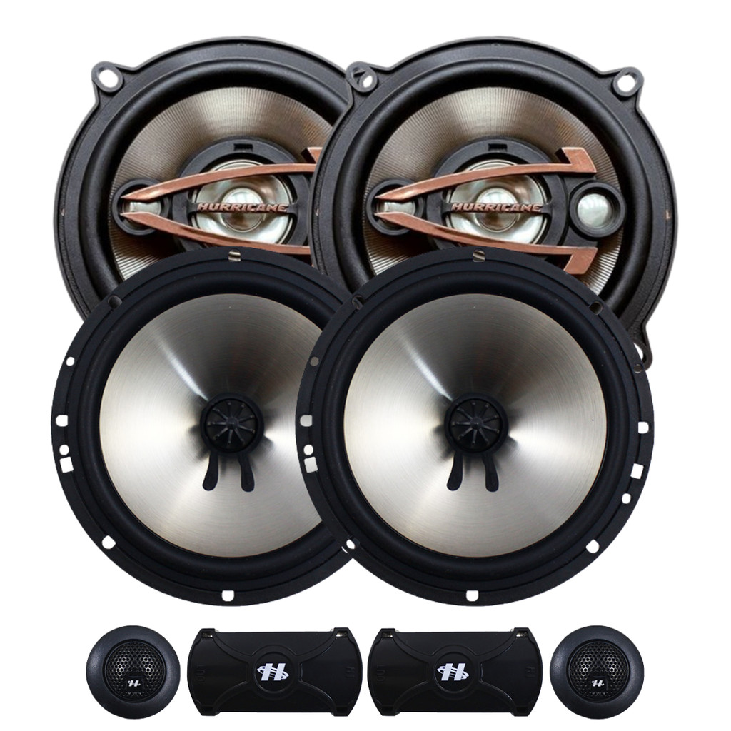 Kit 2 Vias 6 + Alto Falante 5 Polegadas Hurricane 320w Rms Q-6.2 QR5 Quadriaxial 640w Pico