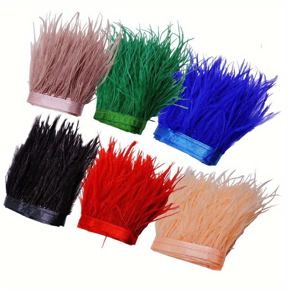 Fita de Pena de Avestruz Natural 1/3 Metro - Material para Artesanato DIY para Casamentos, Festas e Carnavais (Cores Bri