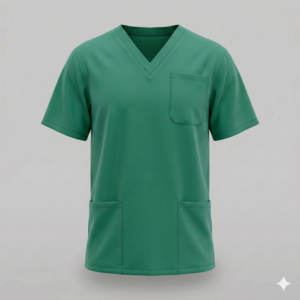 Camisa Scrub Masculina Verde Bandeira Queima de Estoque Profissional Enfermagem Hospital Clínica Saúde Últimas Unidades