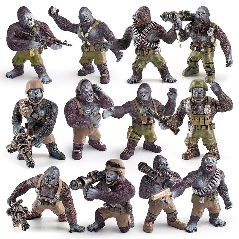 Modelo realista de gorila guerreiro, gorila gigante combatente King Kong, gorila guerreiro sólido, brinquedo decorativo
