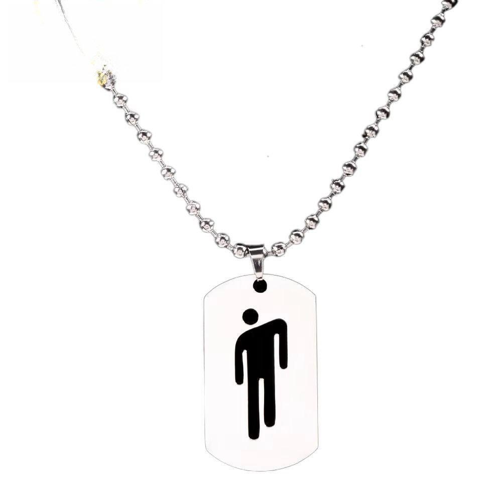 Colar com pingente, joia hip-hop moderna em aço inoxidável, pingente simples de dog tag esmaltado.