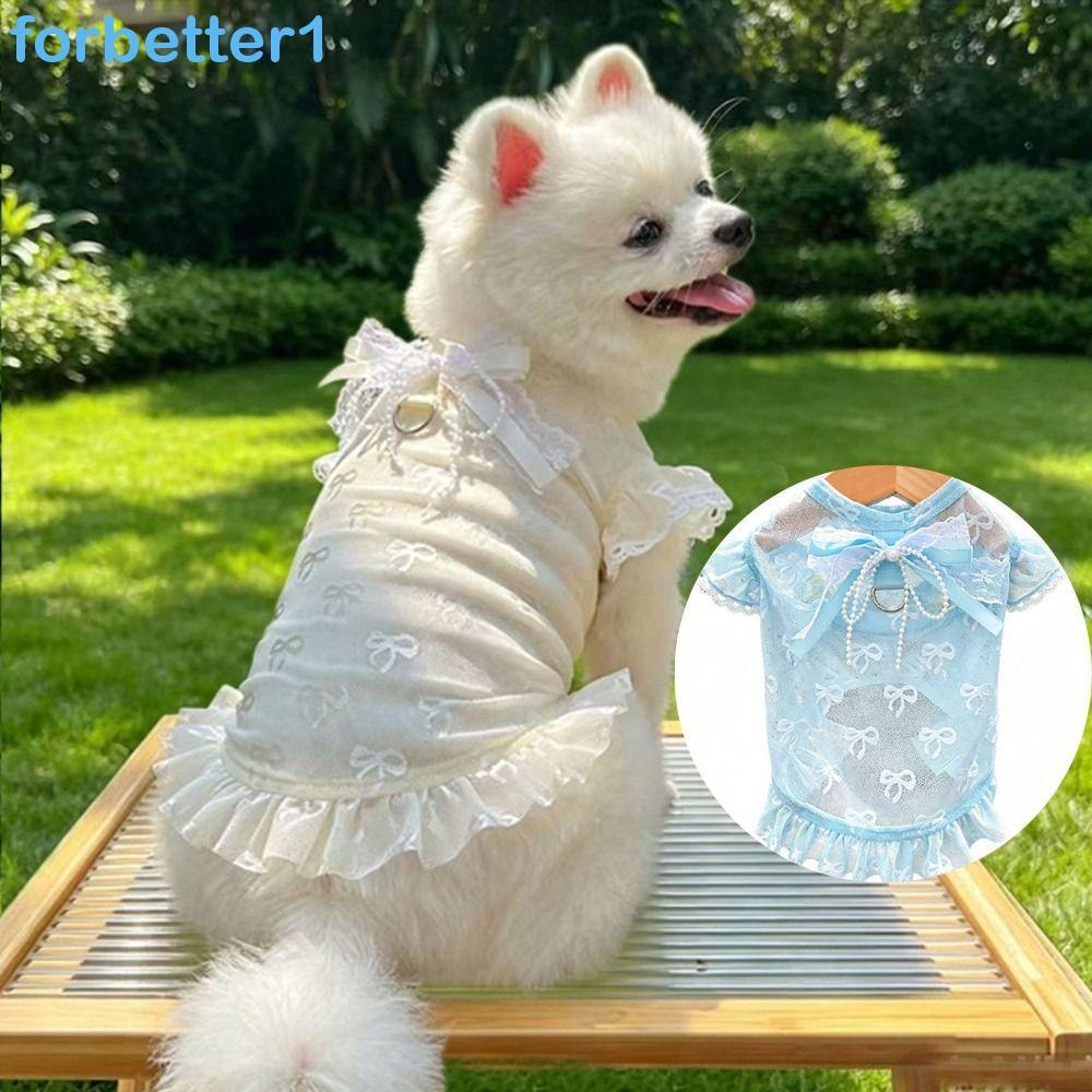 Colete Anti-Mosquito Para Cachorro FORBETTER , Roupas Animais De Estimação Com Decoração De Laço Macio Vazado , Vestido