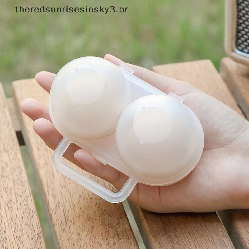TSBR Portátil Caixa De Armazenamento De Ovos 2 Grades Plástico Durável Recipiente Economizar Espaço Geladeira Dispensado