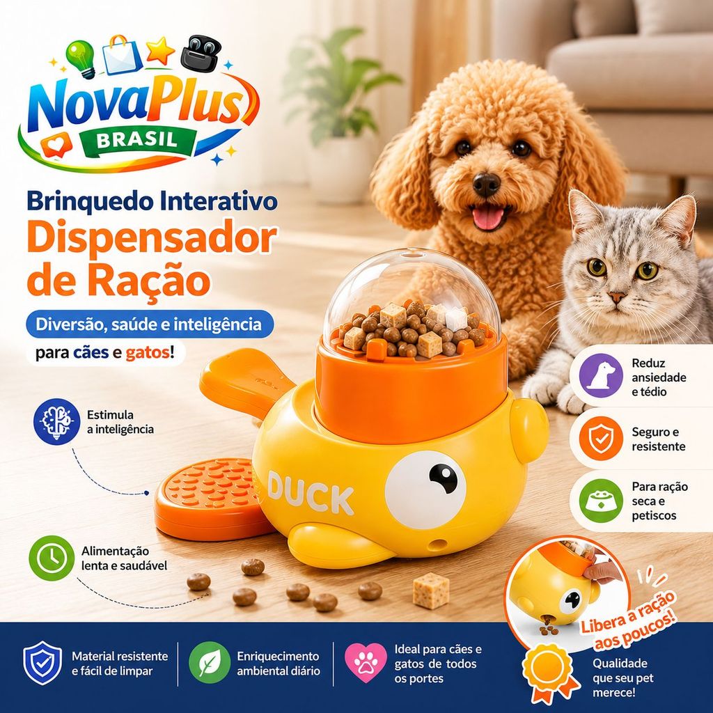 Brinquedo Interativo Inteligente para Cães e Gatos com Dispensador de Ração Slow Feeder Anti Ansiedade Pet