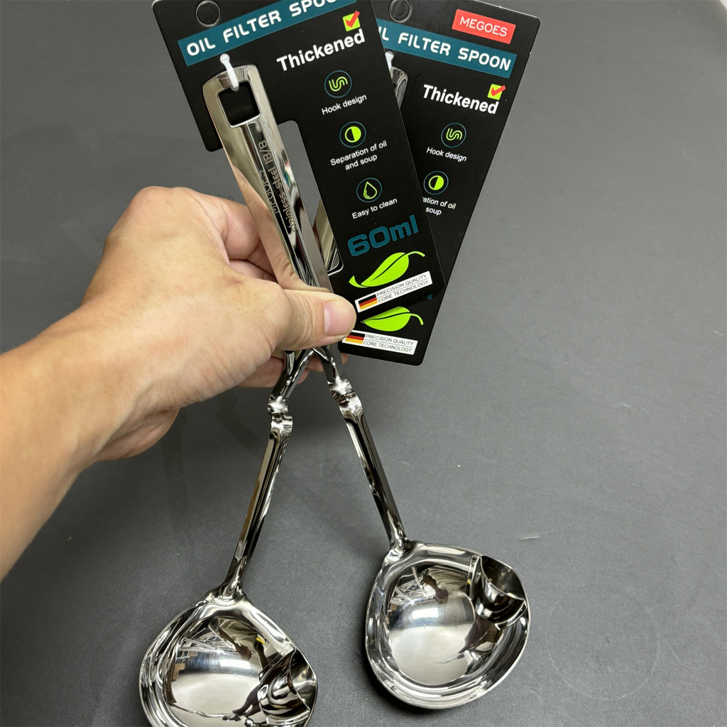 Exportado para a alemanha 304 colher de aço inoxidável cozinha do agregado familiar colher grande panela quente óleo sop