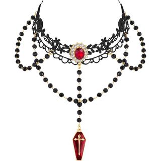 Colar de Halloween CLASSYZINT para Mulheres, Colar Gótico, Colar Choker de Vampiro, Colar Choker Preto, Joias de Festa p