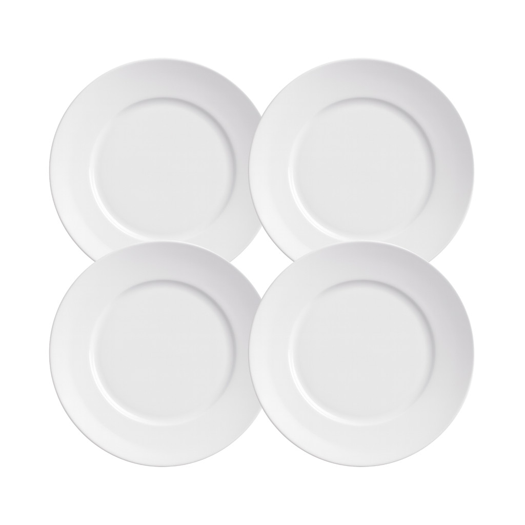 Jogo de Pratos Rasos Kit 4 Peças Basic 25cm Melamina Branco Lyor