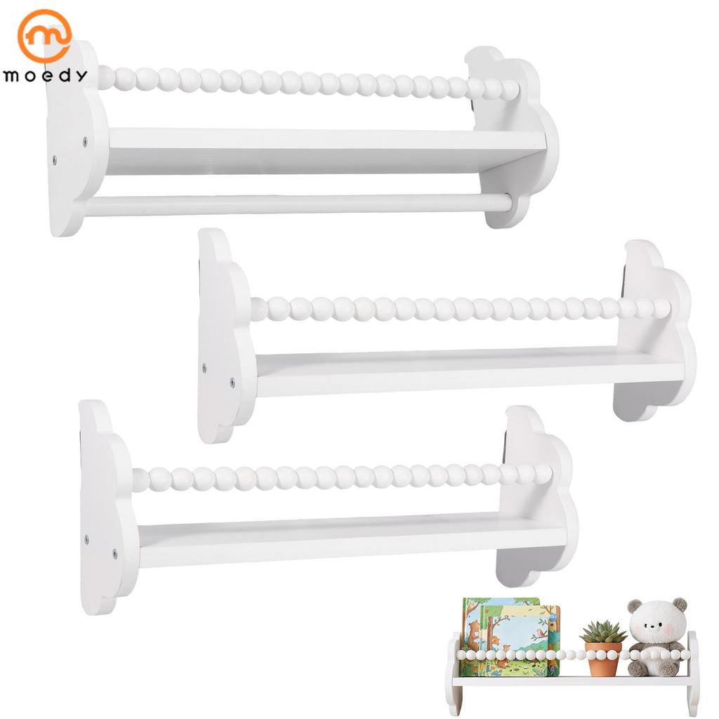3 Pçs Sólido Berçário Estante Multifuncional Flutuante Com Corrimão E Barra De Toalha Para Sala Estar SHOPSKC8228