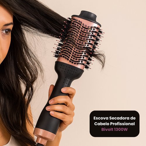 Escova Secadora De Cabelo Profissional Bivolt 1300w Modelador Alisador Multifuncao