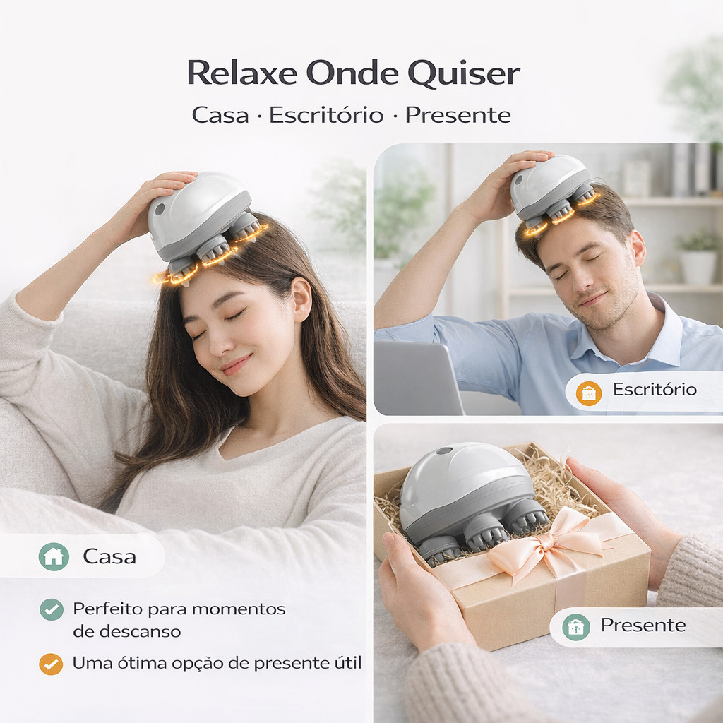 Massageador de Cabeça Elétrico Recarregável Portátil para Couro Cabeludo ANJGG BRASIL 