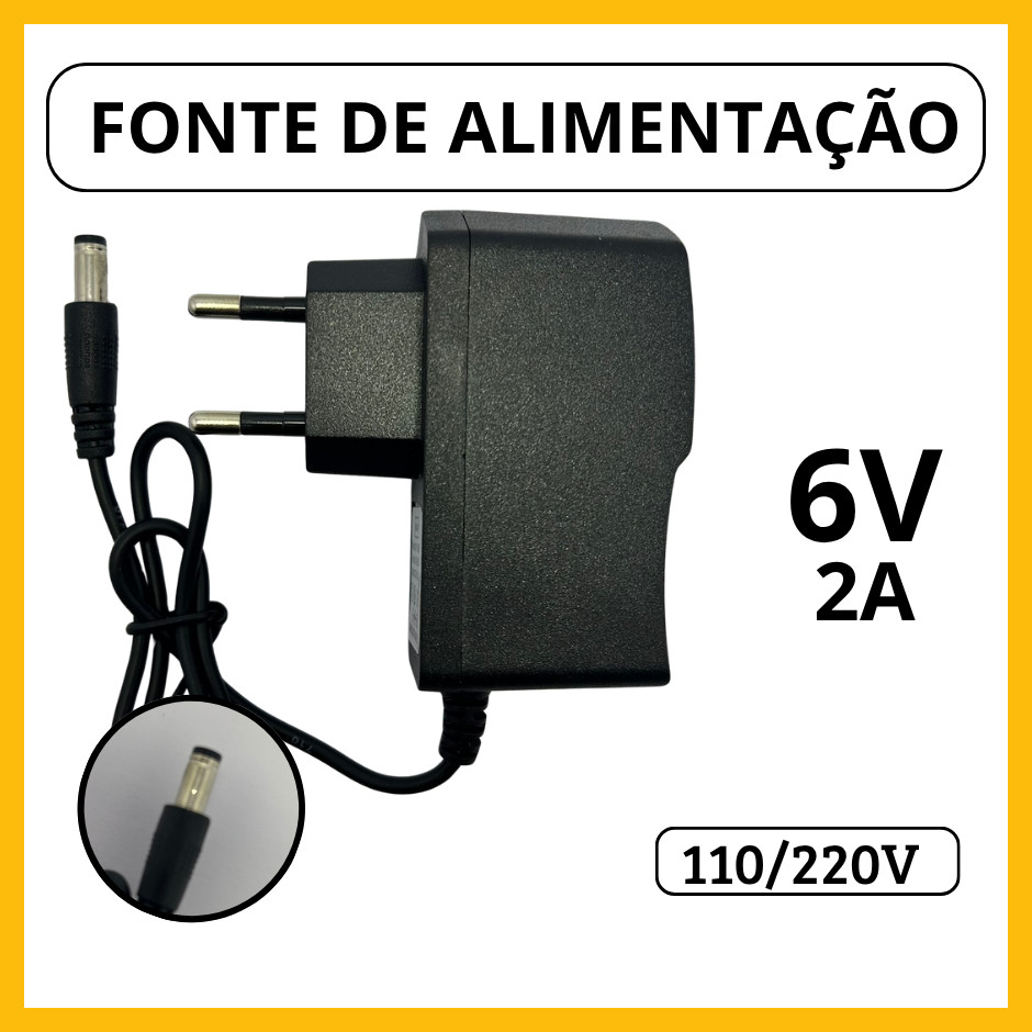 Carregador Fonte Alimentação Bivolt 6V 2A Estabilizadora