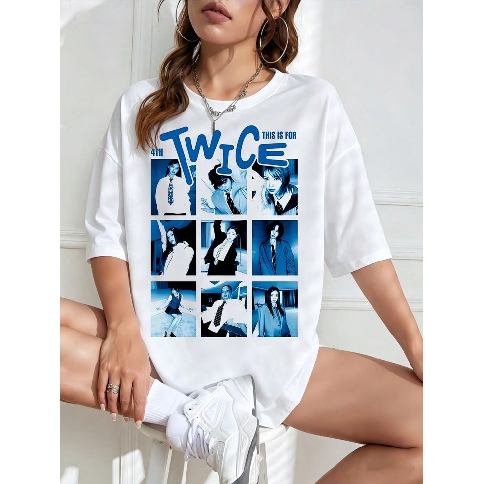 「Mina Hana」Camiseta Unissex TWICE Banda K - Pop Estampa Album Foto Grupo Confortável Linda Estilosa Casual