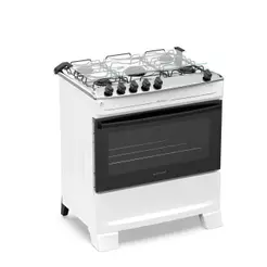 Fogão 5 Bocas Atlas Mônaco Top Com Mesa De Inox Gás Bivolt Branco
