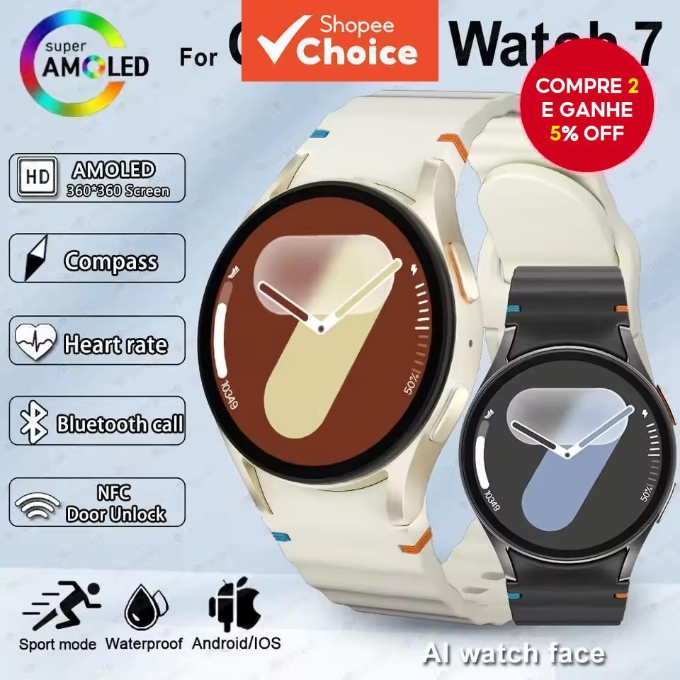 Galaxy Watch 7: Smartwatch Unisex Com Tela Amoled, Bússola, Monitor Cardíaco, Fitness E Chamadas Bluetooth