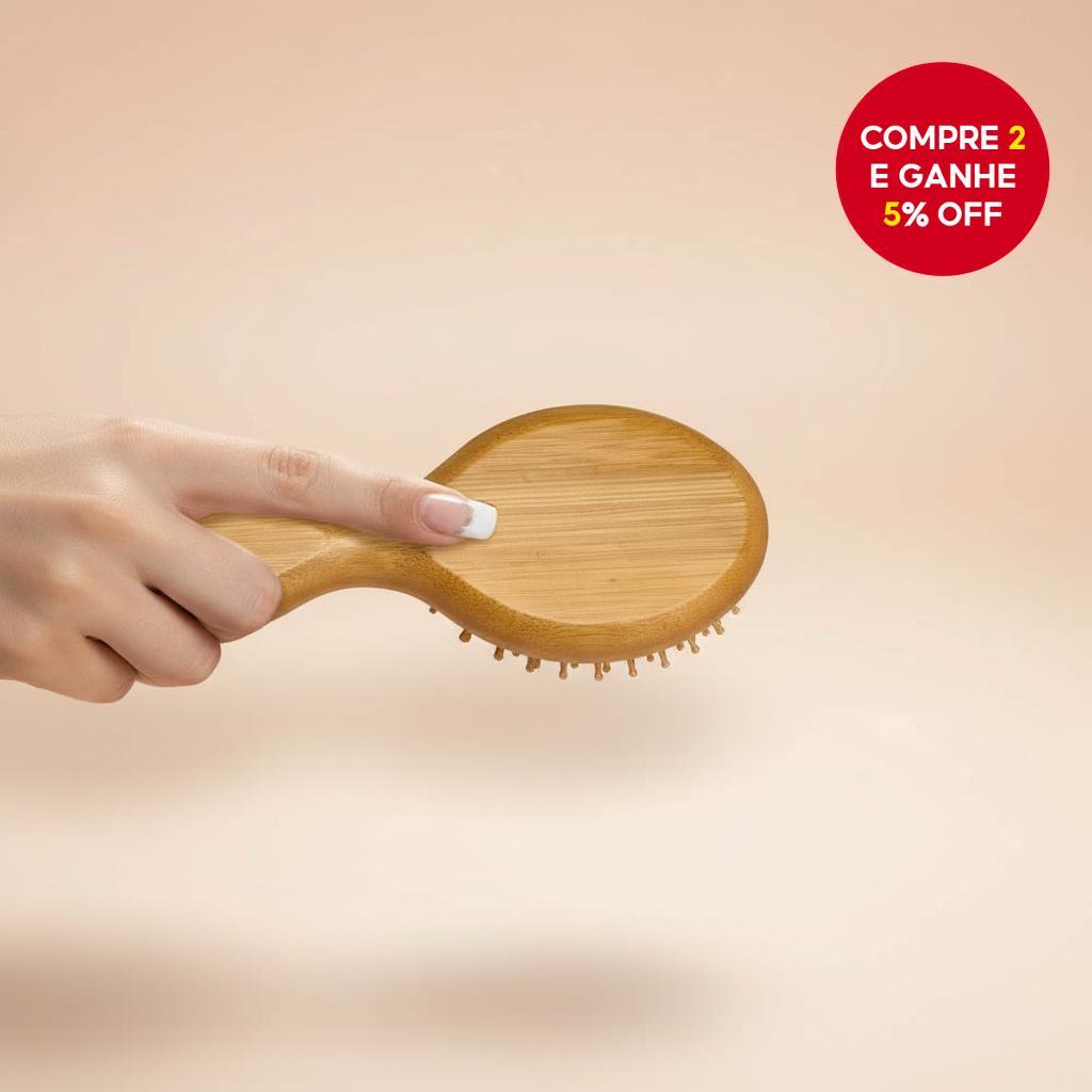 Pente de bambu, pequeno, com cabo de madeira, escova de bolsa de ar para massagem no couro cabeludo, unissex, adequado