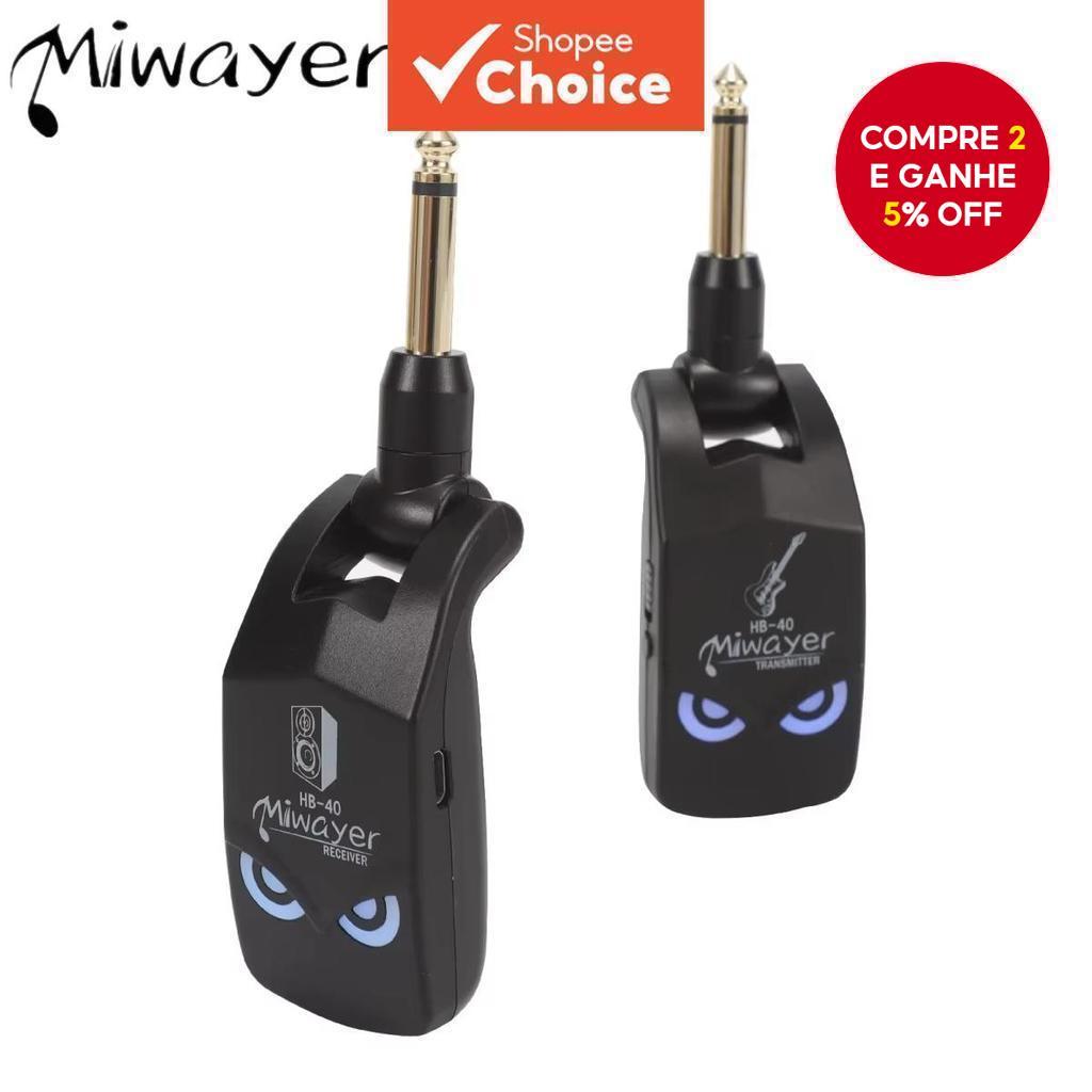 Miwayer Hb-40 Sistema Sem Fio 24ghz: Transmissor E Receptor Para Guitarra Elétrica, Baixo E Amplificadores