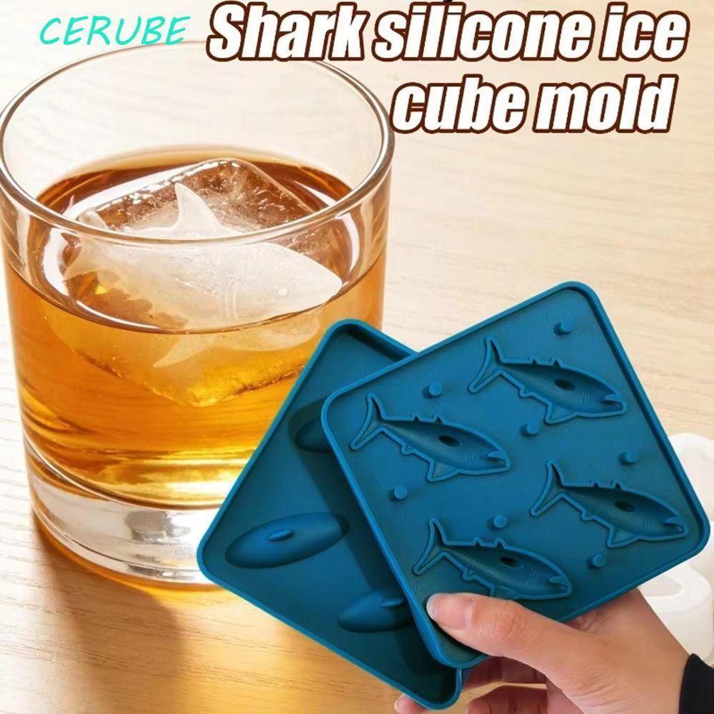 CERUBE 2 Pcs Molde De Gelo Em Forma De Tubarão , Bandeja De Cubos 3D De Qualidade Alimentar De Silicone , Liberação Fáci