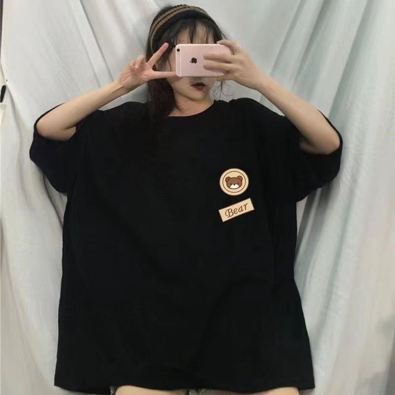 [Roupas femininas Plus Size] Camiseta solta Casual de manga curta 150kg pode usar roupas femininas Extra grandes 120kg d