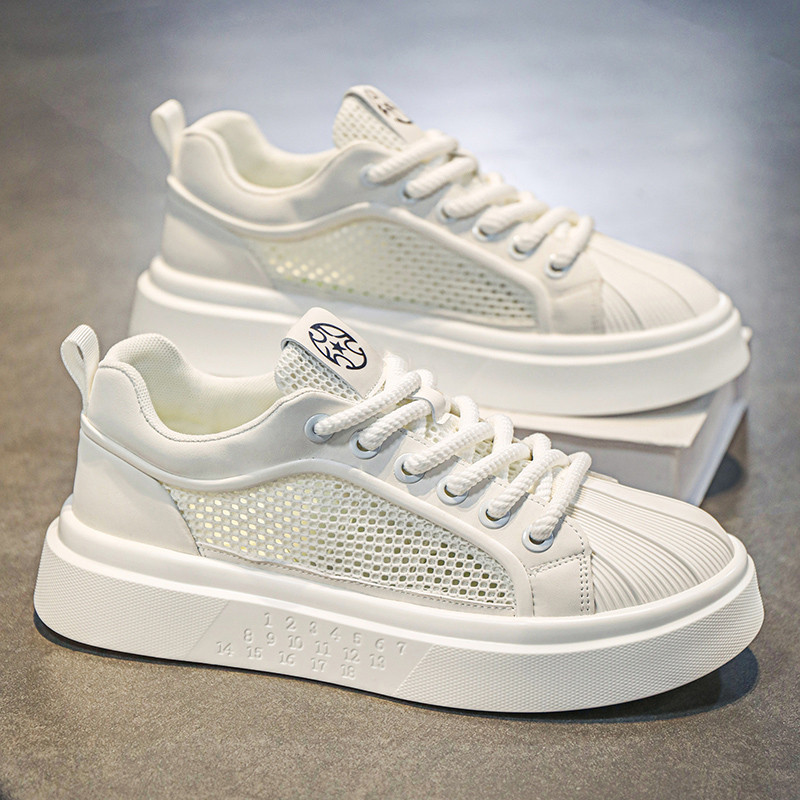 Sapatos masculinos verão respirável sapatos masculinos 2026 novo estilo tênis de malha branca sapatos casuais masculinos