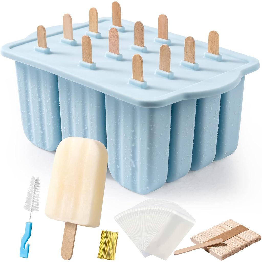 Formas para picolé, MEETRUE, conjunto de 12 formas de silicone para picolé, formas para fazer picolé sem BPA e de fácil