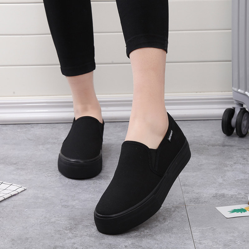 Livro humano todos os sapatos femininos pretos sapatos de lona de sola grossa sapatos de pano sapatos de trabalho tênis