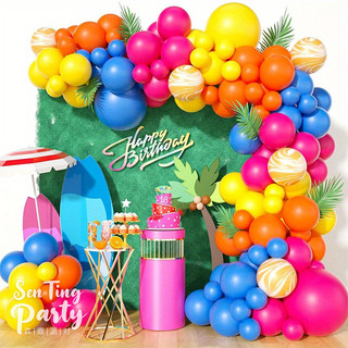 Novo estilo atmosfera de verão havaí tema látex impresso balão corrente piscina festa decoração cena Layout
