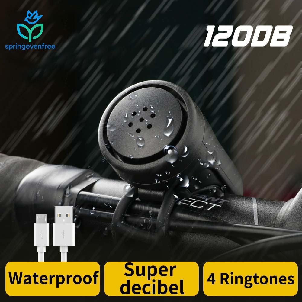 Spe USB Recarregável Bicicleta Motocicleta Chifre Elétrico Alto 4 Modos Guiador Anel De Alarme Sino Anti-Roubo À Prova D