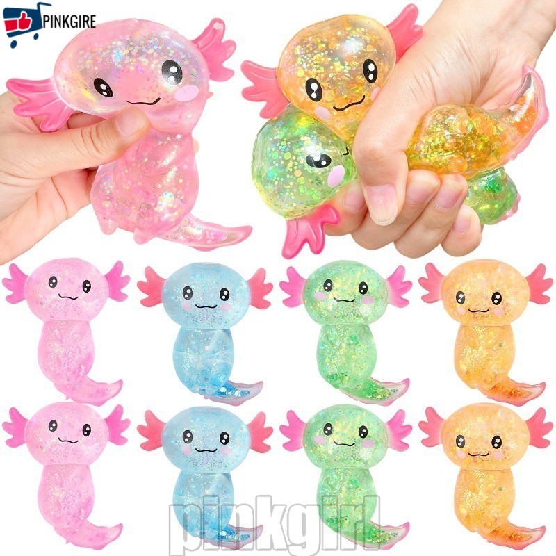 [Rdy Stk] 4-1Pcs Newt Shape Glitter Squeeze Toy-Novidade Brinquedos Engraçados-Brinquedo De Pitada Adesiva-Anti-Ansiedad