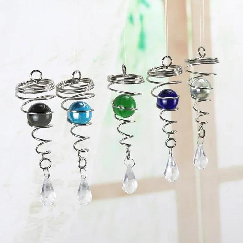1 Pçs Girando Cauda Vento Girador Sinos Bola De Vidro Cristal Pingente Pêndulo Jardim Berçário Janela Pendurado Decoraçõ